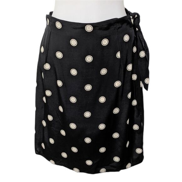 ALFRED Vintage Button Print Wrap Skirt S - Picture 2 of 6